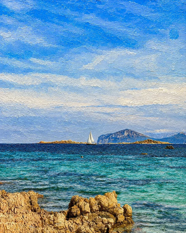 Veil over Azure · painterly photography on canvas, finished by hand in Provence