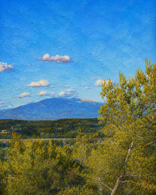 Blue Mountain · painterly photography on canvas, finished by hand in Provence